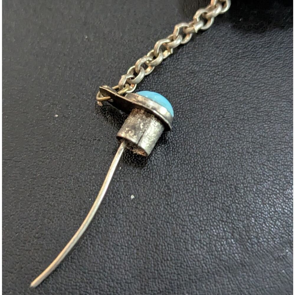 Vtg Turquoise Snuff Scent Bottle Necklace Tibetan Silver Perfume Poison Pendant - Picture 10 of 12